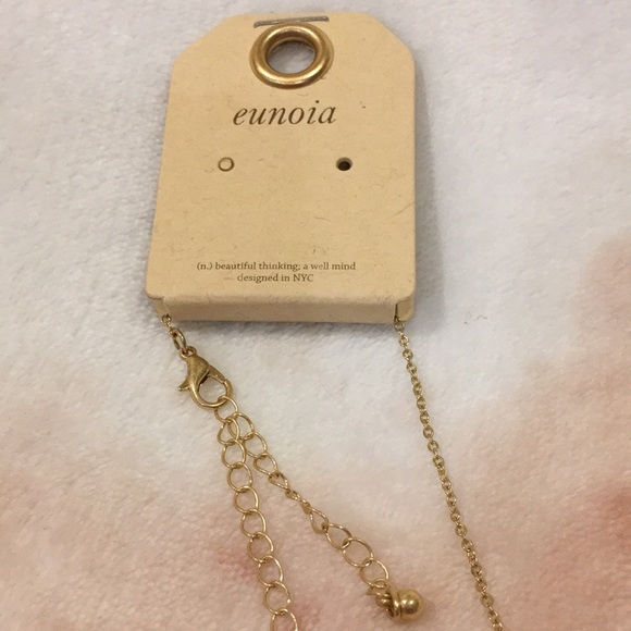 Pretty Gold Statement Necklace by Eunoia NYC NWT 36” - Picture 5 of 8